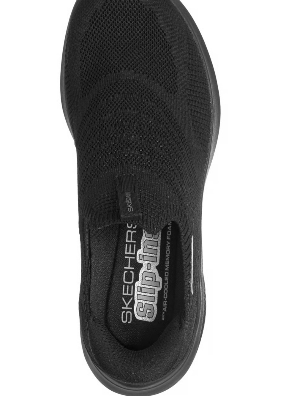 Skechers Women’s Black Slip-On Knit Sneaker UltraFlex Wide Fit